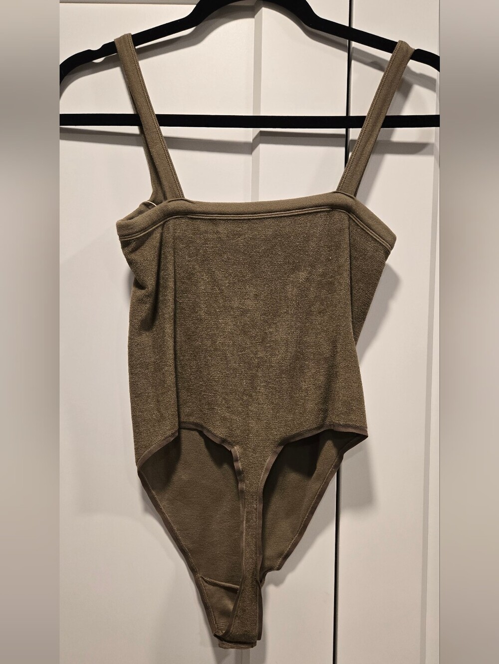 SKIMS Black And Brown Square-Neck Terry Lounge Body Suits (Set Of 2) - Picture 6 of 14